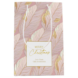 ピンク金ゴールドクリスマスパターン#29 ID1009 ミディアムペーパーバッグ