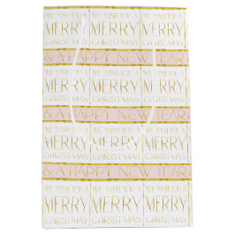 ピンク金ゴールドクリスマスパターン#35 ID1009 ミディアムペーパーバッグ