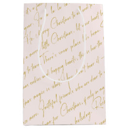 ピンク金ゴールドクリスマスパターン#36 ID1009 ミディアムペーパーバッグ