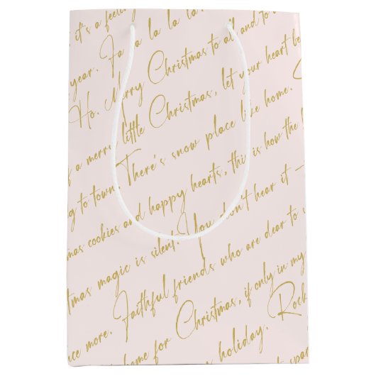 ピンク金ゴールドクリスマスパターン#36 ID1009 ミディアムペーパーバッグ (正面)