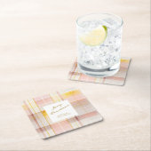 ピンク金ゴールドクリスマスパターン#7 ID1009 スクエアペーパーコースター (インサイチュ)