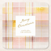 ピンク金ゴールドクリスマスパターン#7 ID1009 スクエアペーパーコースター (正面)