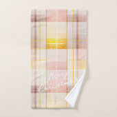 ピンク金ゴールドクリスマスパターン#7 ID1009 バスタオルセット (ハンドタオル)