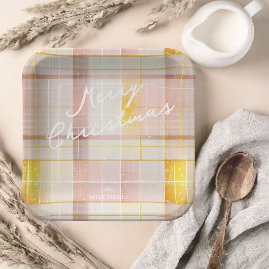 ピンク金ゴールドクリスマスパターン#7 ID1009 ペーパープレート