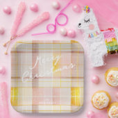 ピンク金ゴールドクリスマスパターン#7 ID1009 ペーパープレート (パーティー)