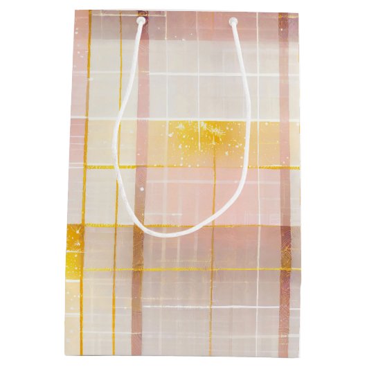 ピンク金ゴールドクリスマスパターン#7 ID1009 ミディアムペーパーバッグ (裏面)