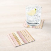 ピンク金ゴールドクリスマスファラパターン#27 ID1009 スクエアペーパーコースター (インサイチュ)