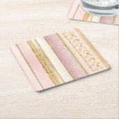 ピンク金ゴールドクリスマスファラパターン#27 ID1009 スクエアペーパーコースター (アングル)