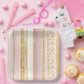 ピンク金ゴールドクリスマスファラパターン#27 ID1009 ペーパープレート (パーティー)