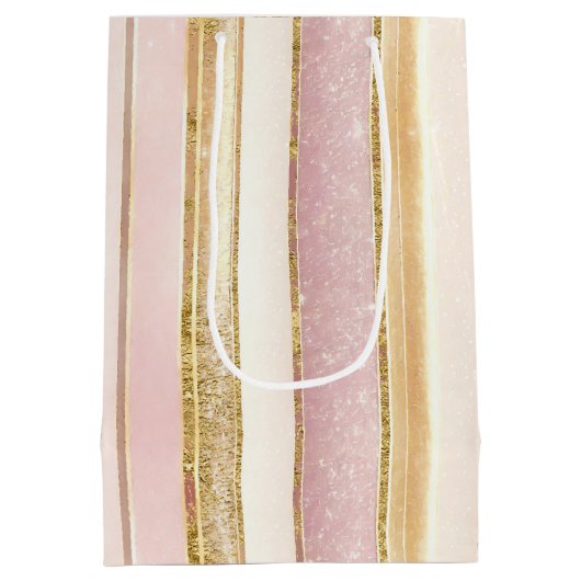 ピンク金ゴールドクリスマスファラパターン#27 ID1009 ミディアムペーパーバッグ (裏面)