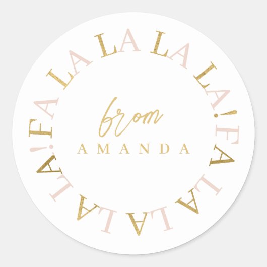 ピンク金ゴールドクリスマスファララID1009 ラウンドシール (正面)