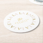 ピンク金ゴールドクリスマスファララID1009 ラウンドペーパーコースター (アングル)