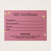 ピンク金ゴールドクリスマスボールスターリボンギフトカード (裏面)