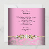 ピンク金ゴールドクリームエンボスルックエレガントパーティー 招待状 (裏面)