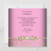 ピンク金ゴールドクリームエンボスルックエレガントパーティー 招待状 (裏面)