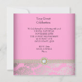 ピンク金ゴールドクリームダイヤモンドジェムエレガントパーティー 招待状 (裏面)