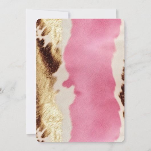 ピンク金ゴールドクリーム女性のカーボーイ牛革誕生日 招待状 (裏面)