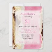 ピンク金ゴールドクリーム女性のカーボーイ牛革誕生日 招待状 (正面)