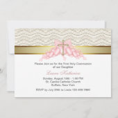 ピンク金ゴールドクロスガールズピンク第1聖餐式 招待状 (裏面)