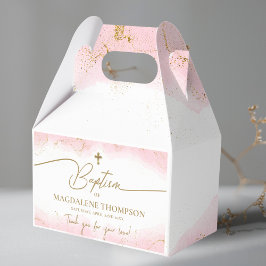 ピンク金ゴールドクロスサンキューガールバプテスマ フェイバーボックス