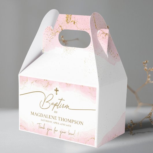 ピンク金ゴールドクロスサンキューガールバプテスマ フェイバーボックス