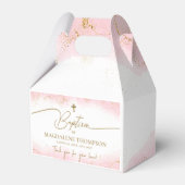 ピンク金ゴールドクロスサンキューガールバプテスマ フェイバーボックス (正面サイド)