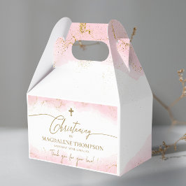 ピンク金ゴールドクロスサンキューガール《キリスト教》洗礼式や命名式 フェイバーボックス