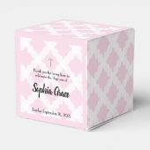 ピンク金ゴールドクロスパーソナライズされたベビーガールバプテスマ フェイバーボックス (裏面サイド)