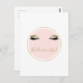 ピンク金ゴールドグライジー黒まつげ ポストカード (正面/裏面)