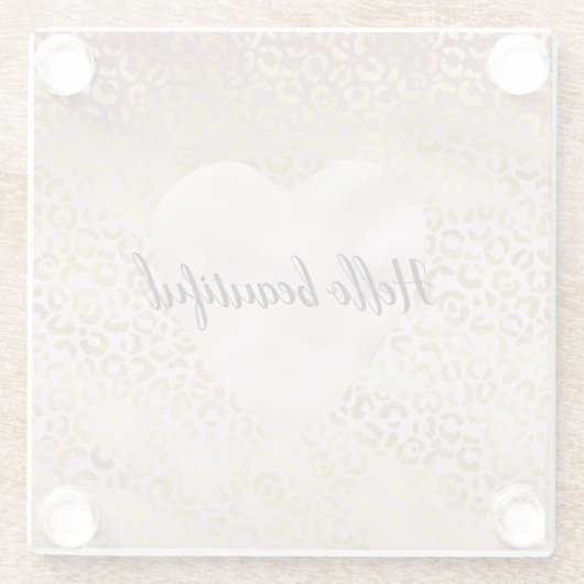 ピンク金ゴールドグラデーションヒョウ印刷コースター ガラスコースター (裏面)