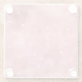 ピンク金ゴールドグラムウォーターカラーラブハート ガラスコースター (裏面)