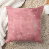 ピンク金ゴールドグラムウォーターカラーラブハート クッション (ブランケット)