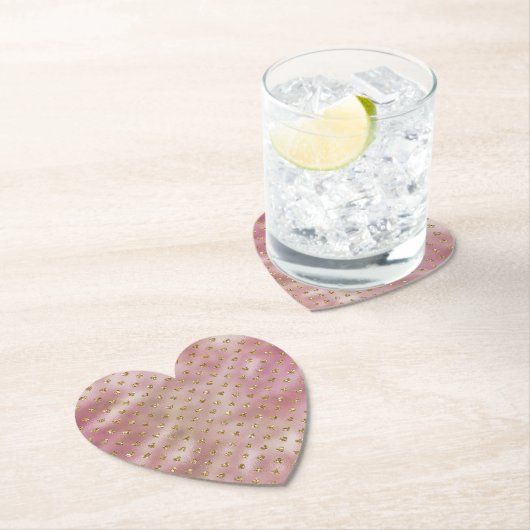 ピンク金ゴールドグラムグラデーション金ゴールドグリッターハート ペーパーコースター (インサイチュ)