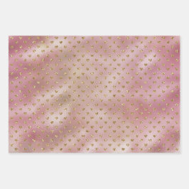 ピンク金ゴールドグラムグラデーション金ゴールドグリッターハート ラッピングペーパーシート