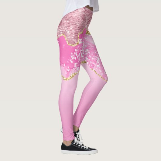 ピンク金ゴールドグラムグリッターきらきら光るトレンディー レギンス (右)