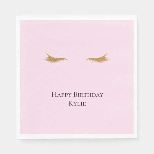 ピンク金ゴールドグラムグリッターまつ毛 スタンダードランチョンナプキン (正面)