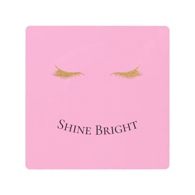 ピンク金ゴールドグラムグリッターまつ毛 メタルプリント (正面)