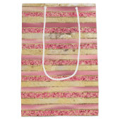 ピンク金ゴールドグラムグリッターストライプズ ミディアムペーパーバッグ (裏面)