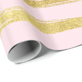 ピンク金ゴールドグラムストライプズ ラッピングペーパー (ロールコーナー)