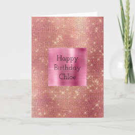 ピンク金ゴールドグラムスパークル カード