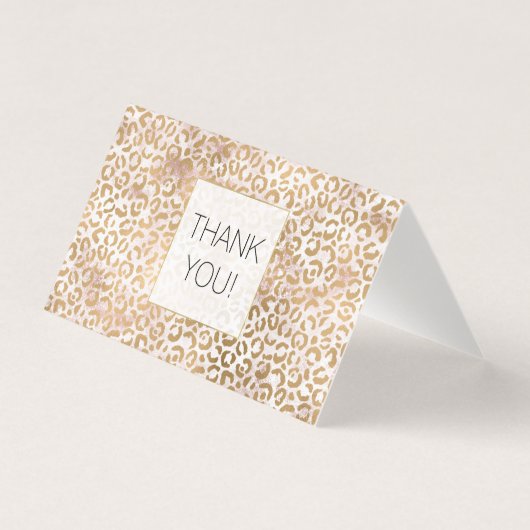 ピンク金ゴールドグラムヒョウ印刷ありがとう (正面)