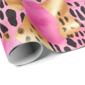 ピンク金ゴールドグラムヒョウ印刷 ラッピングペーパー (ロールコーナー)