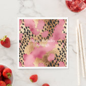 ピンク金ゴールドグラムヒョウ スタンダードランチョンナプキン (インサイチュ)