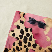 ピンク金ゴールドグラムヒョウ ビーチタオル (インサイチュ)