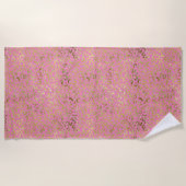 ピンク金ゴールドグラムヒョウ ビーチタオル (正面)