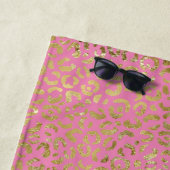 ピンク金ゴールドグラムヒョウ ビーチタオル (インサイチュ)