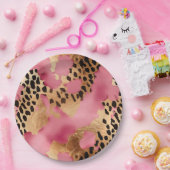 ピンク金ゴールドグラムヒョウ ペーパープレート (パーティー)