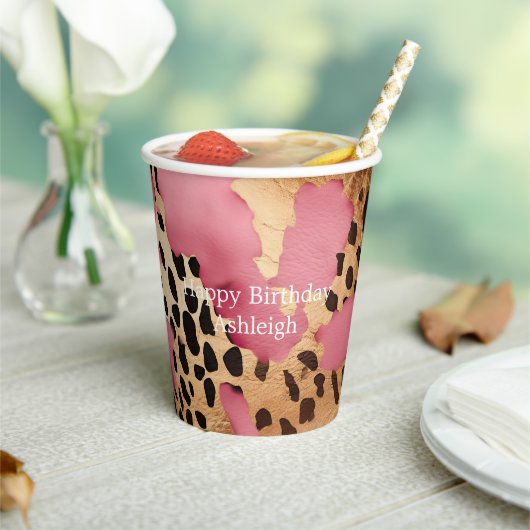 ピンク金ゴールドグラムヒョウ 紙コップ (インサイチュ)