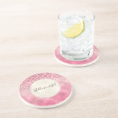 ピンク金ゴールドグリジーグリッターグラデーションレオパード印刷 コースター (側面)