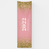 ピンク金ゴールドグリッターのスクリプトクラス卒業 横断幕 (縦)
